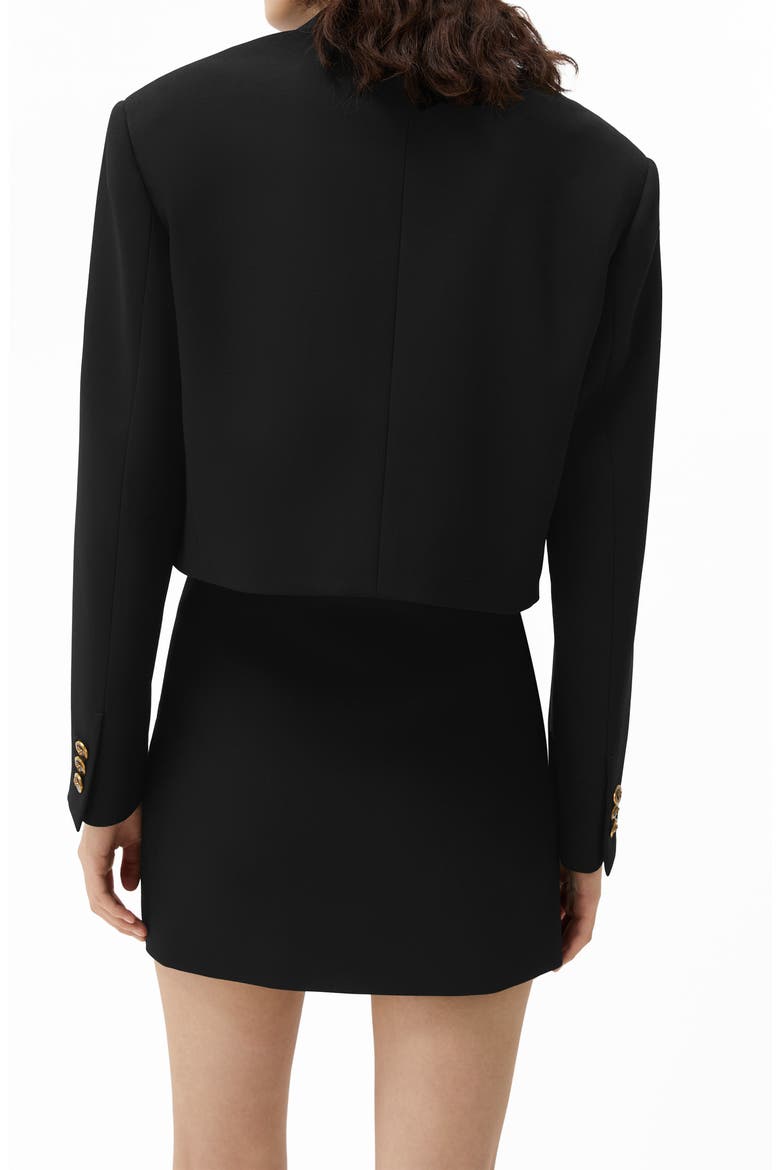 Crop Stretch Wool Blazer, Alternate, color, BLACK