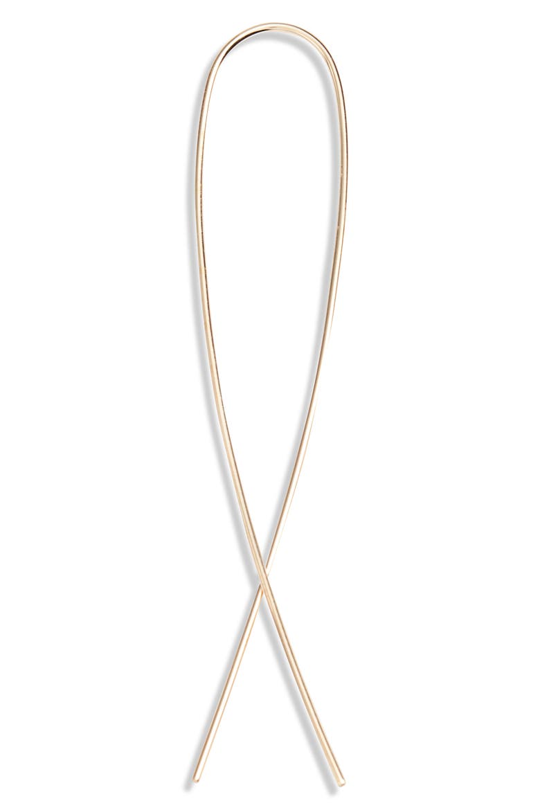 Medium Narrow Upside Down Hoop Earrings, Alternate, color, YELLOW GOLD