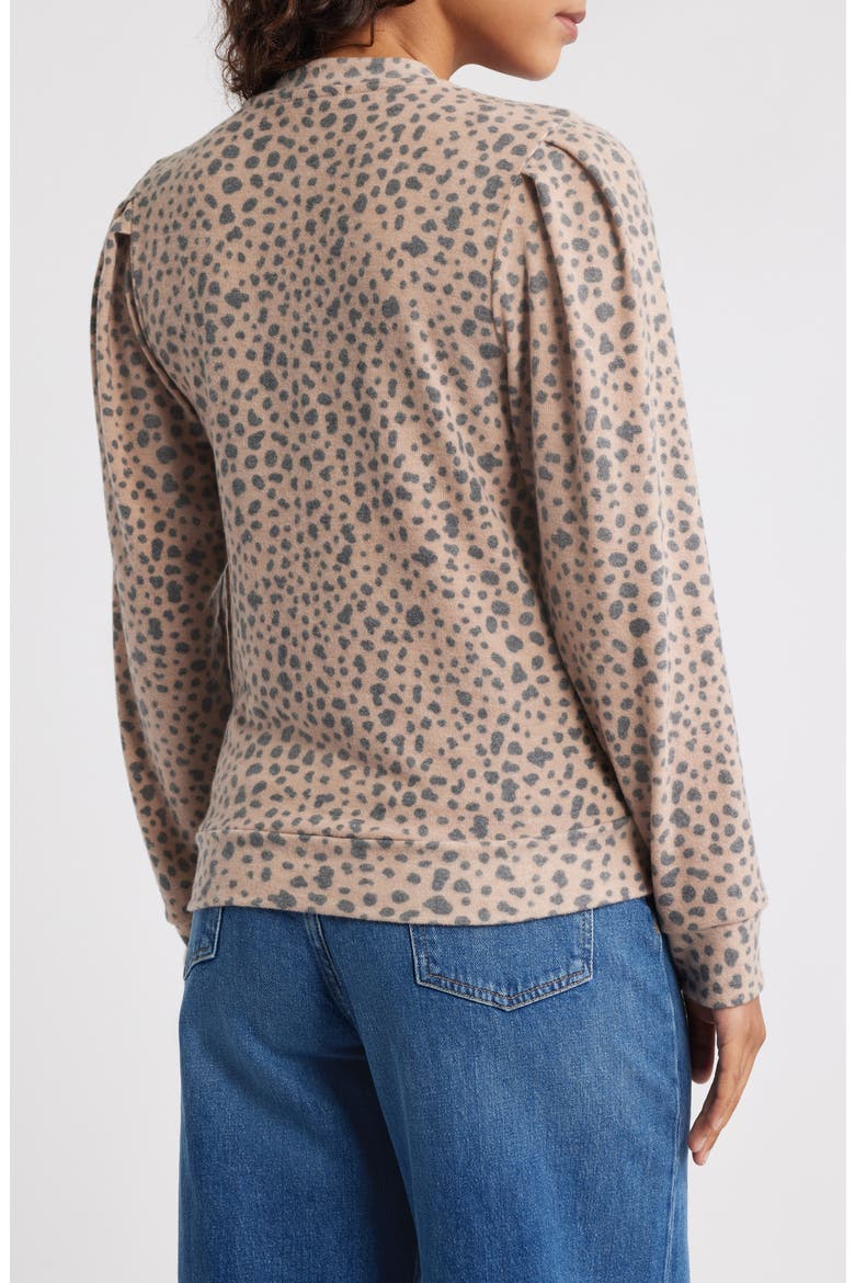 Pleated Long Sleeve Brushed Jersey Top, Alternate, color, BLUSH/ CHARCOAL