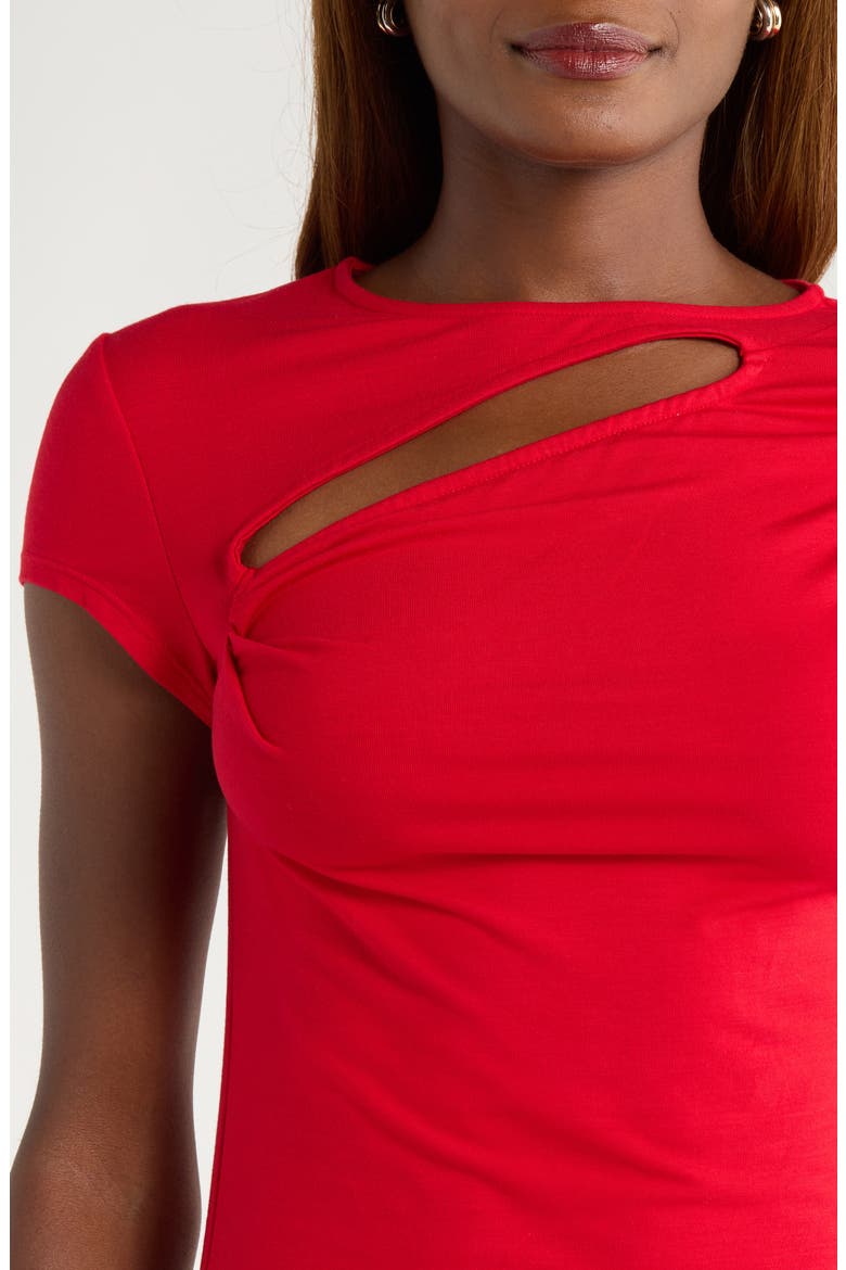 Else Cutout Cap Sleeve Top, Alternate, color, LIPSTICK