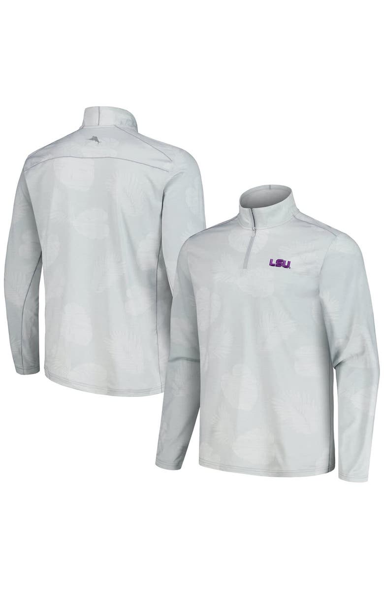 Tommy Bahama Men's Tommy Bahama Gray LSU Tigers Delray Frond IslandZone Half-Zip Jacket, Main, color,