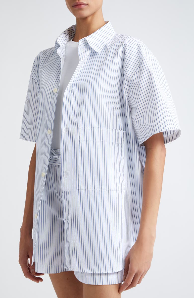 Róhe Stripe Short Sleeve Cotton Shirt, Alternate, color, 