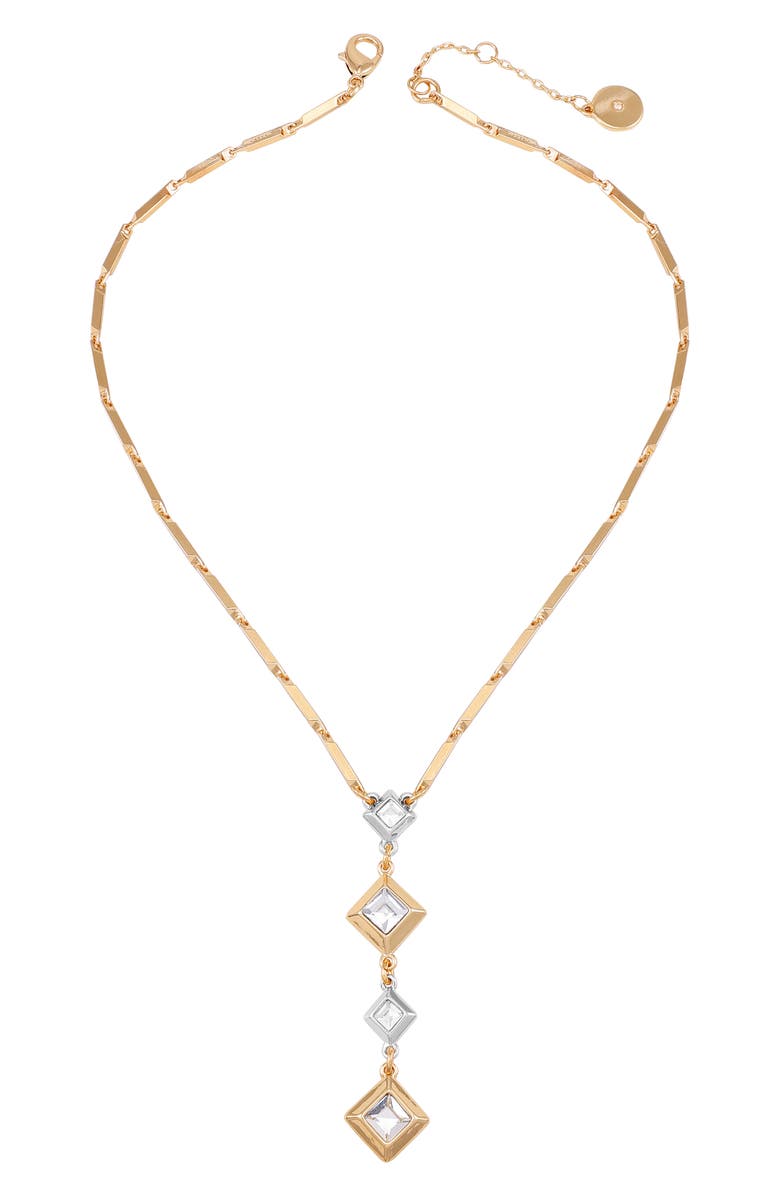 Vince Camuto Two-Tone Geometric Crystal Pendant Necklace, Main, color,