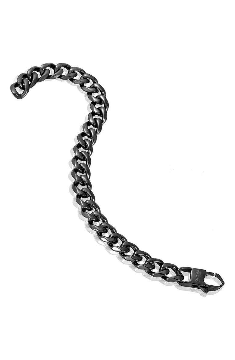 INVICTA Mens' 11mm Curb Chain Link Bracelet, Alternate, color, Black
