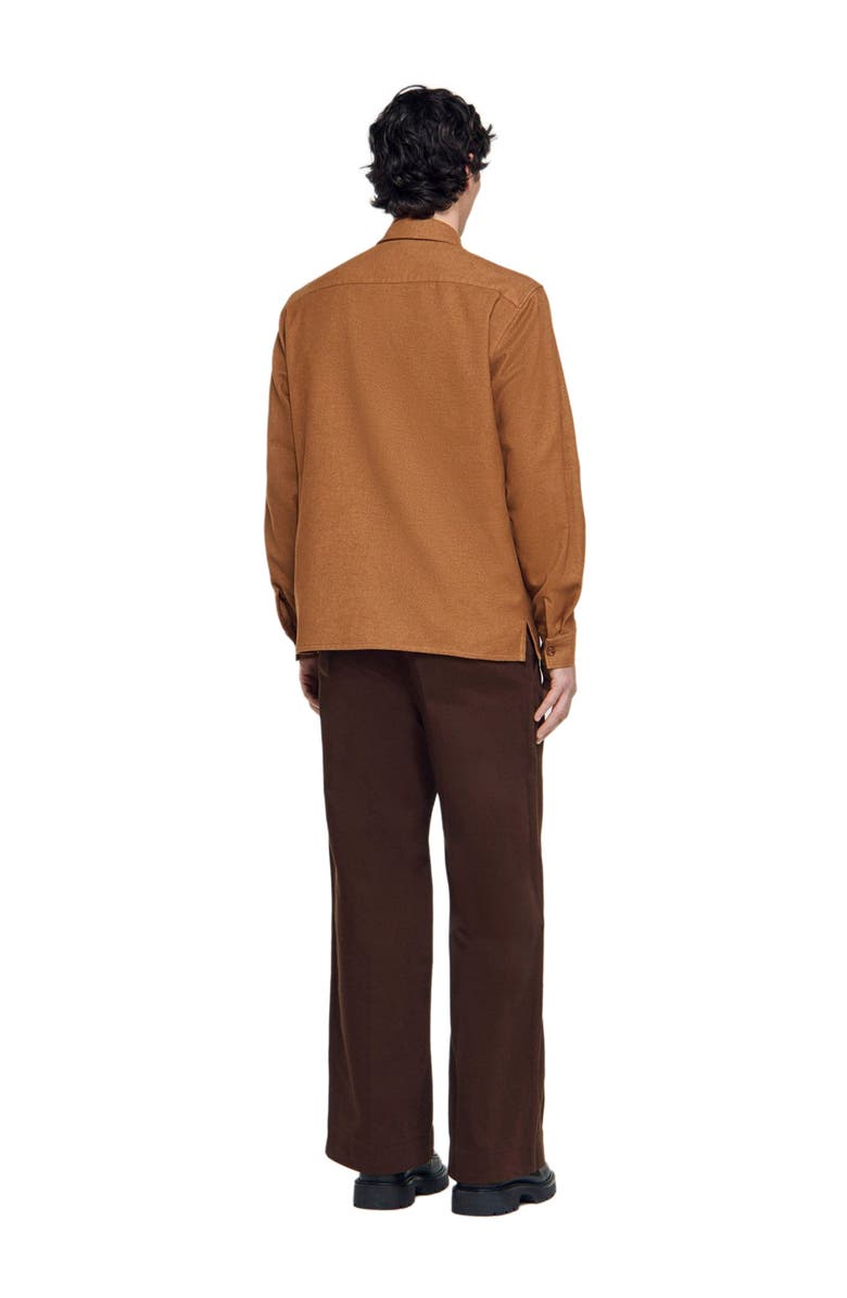 SANDRO Flap pocket flannel shirt, Alternate, color, Camel