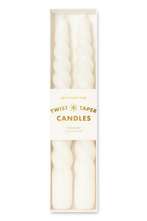 Sunshine Studios Twist Taper Candles In White