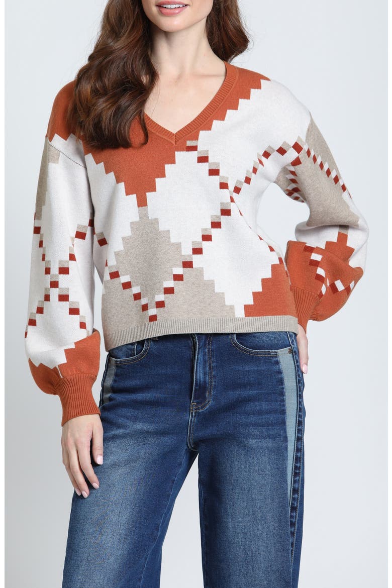 Canyon V-Neck Sweater, Main, color, CINNAMON SPICE