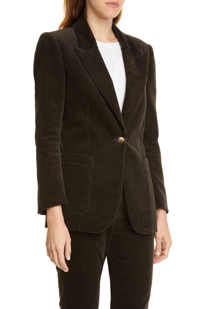 Eleanor Slim Corduroy Jacket, Alternate, color, GREEN RIVER