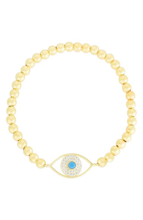 CZ Eye Stretch Bead Bracelet