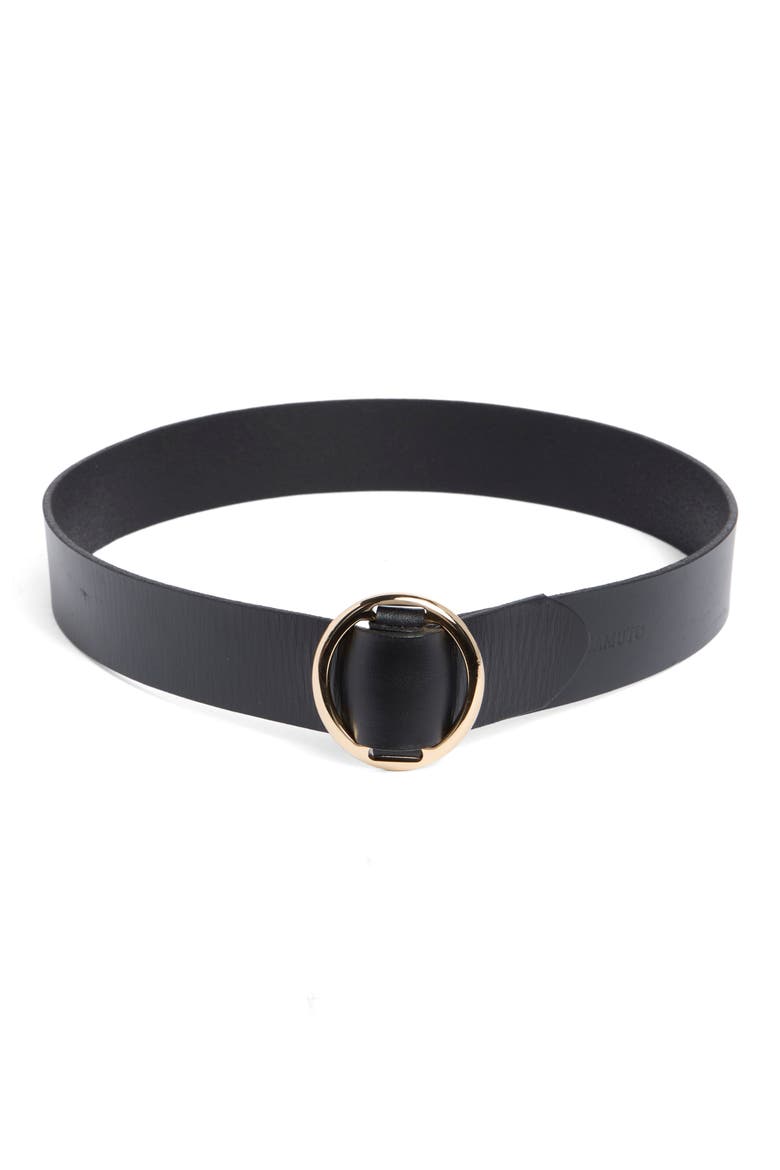 Round Friction Pull Through Leather Belt, Main, color, BLACK GOLD