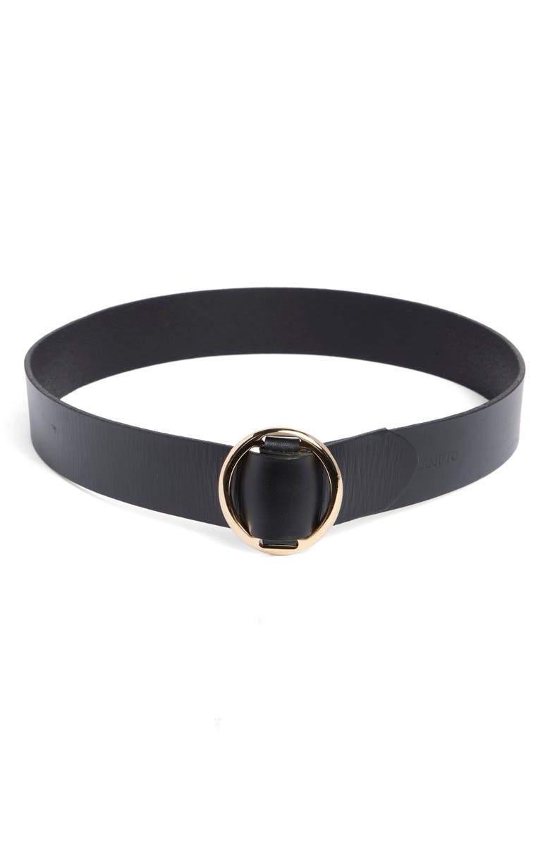 Vince Camuto Round Friction Pull Through Leather Belt, Main, color, Black Gold