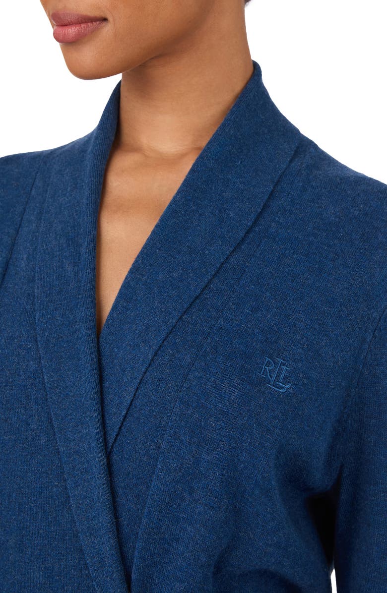 Lauren Ralph Lauren Sweater Knit Monogram Cotton & Cashmere Robe, Alternate, color, Navy