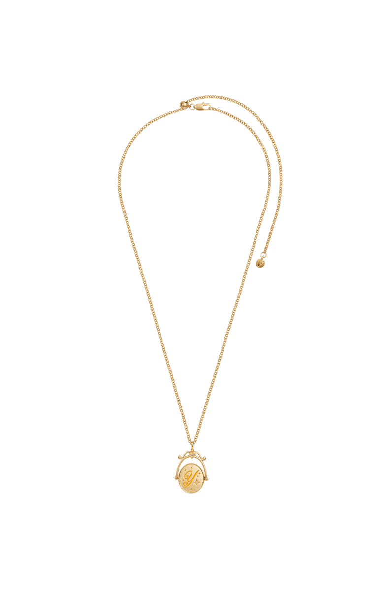 Fable England Y Initial Yarrow Gold Spinner Chain Necklace, Alternate, color, Gold