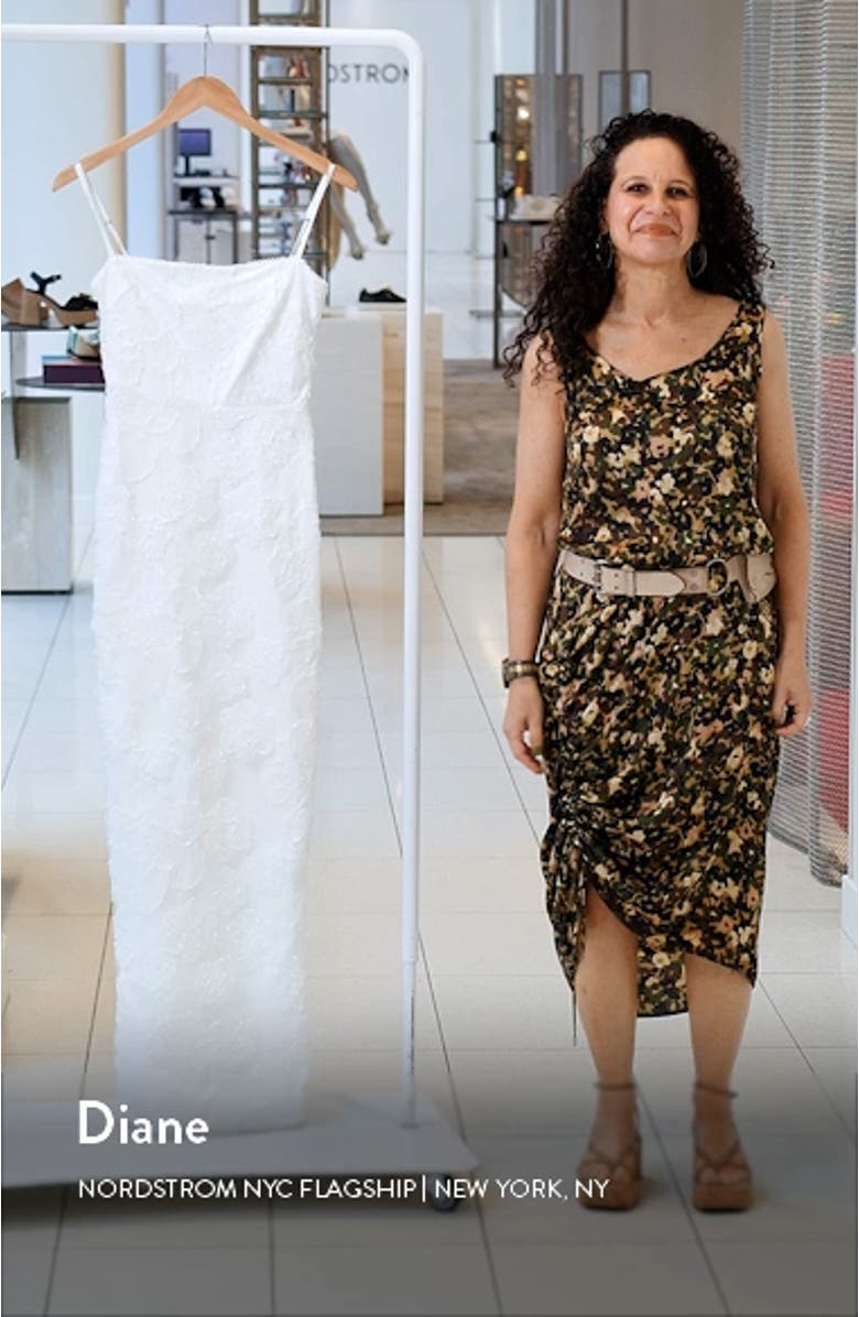 Eva Floral Embroidery Sheath Gown, sales video thumbnail