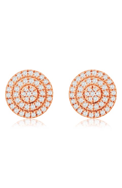 Pavé Diamond Round Stud Earrings