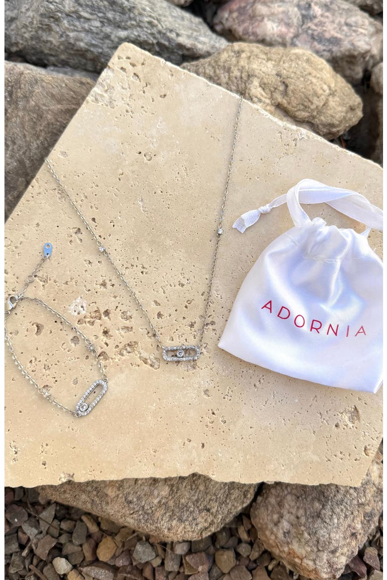 Dancing Stone Bar Pendant Necklace & Bracelet Set, Alternate, color, SILVER
