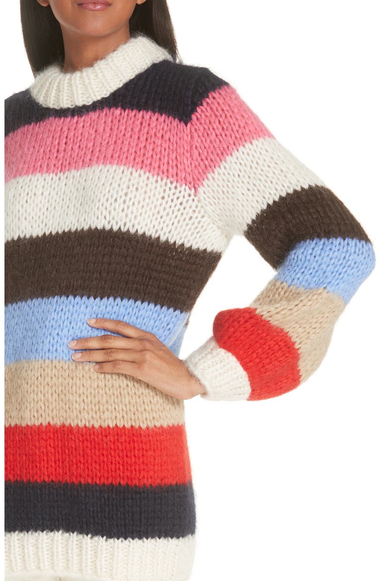 Julliard Multistripe Mohair & Wool Sweater, Alternate, color, WHITE