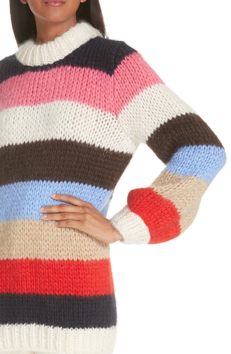 Ganni Julliard Multistripe Mohair & Wool Sweater, Alternate, color,