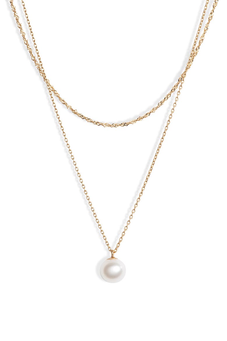 Pearl Layer Necklace, Main, color, GOLD/ PEARL