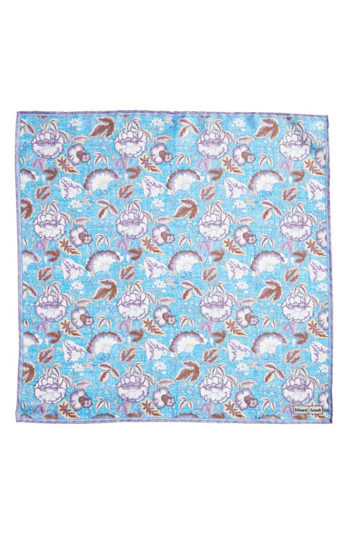 Shop Edward Armah Floral Silk Pocket Square In Azure