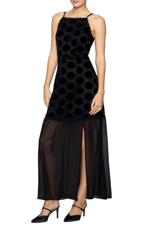 Melloday Lace Overlay Sleeveless Gown In Black