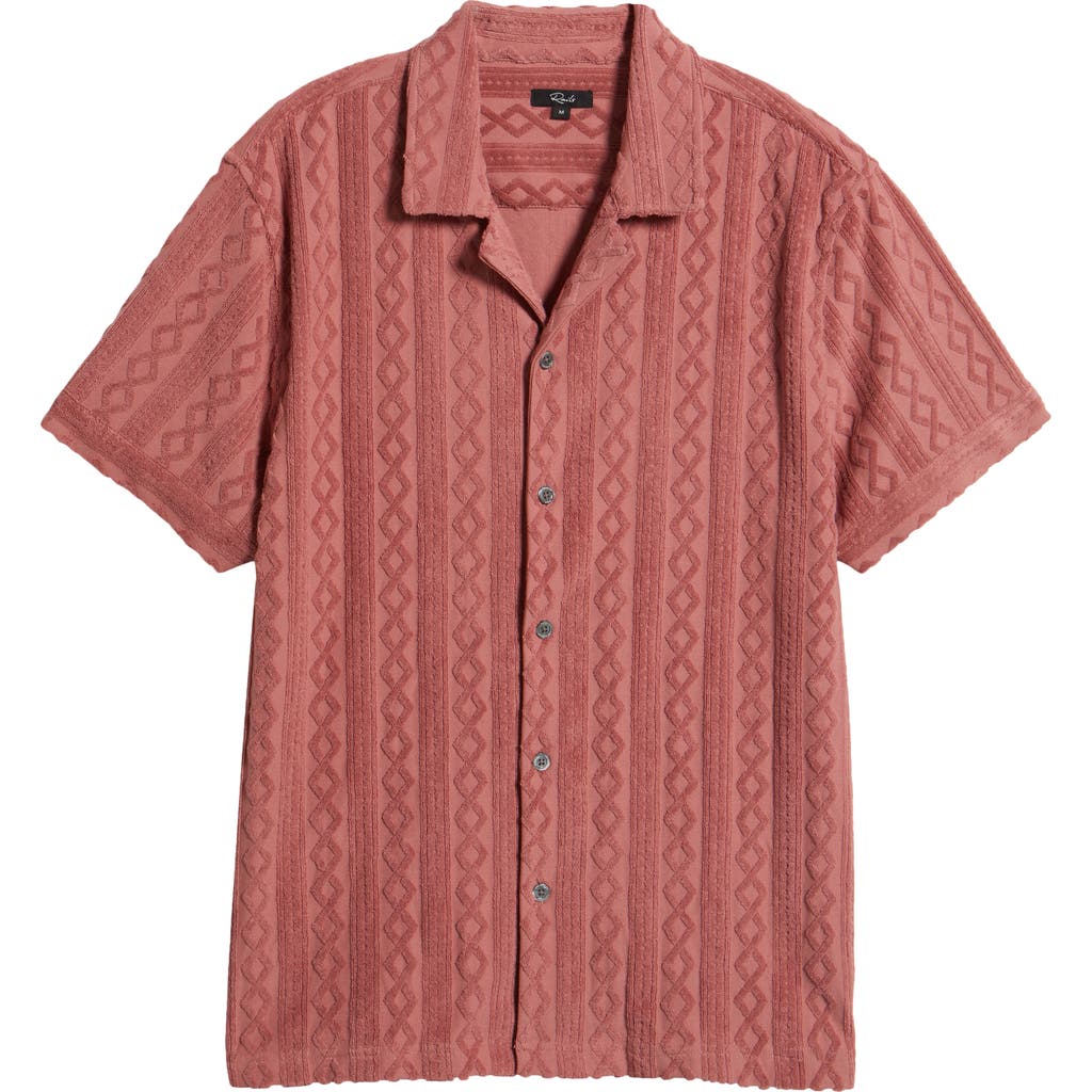 Rails Maverick Textured Knit Camp Shirt In Faded Red