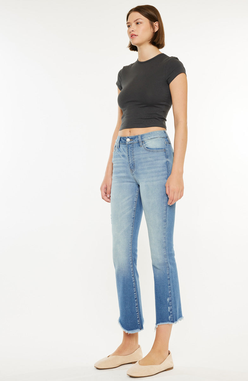 Kancan Lenny Essentials High Rise Cropped Jeans In Black
