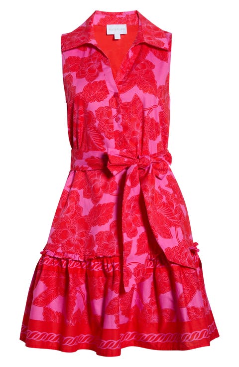 Rency Floral Zady Belted Cotton Shirtdress