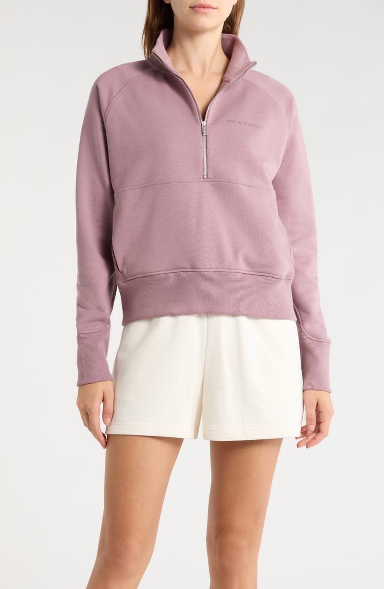Sweaty Betty Revive Half Zip Sweatshirt, Main, color, Duskberry Purple