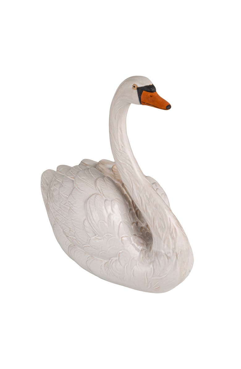Storied Home Stoneware Swan Decor, White, Black and Orange Color, Main, color, Black