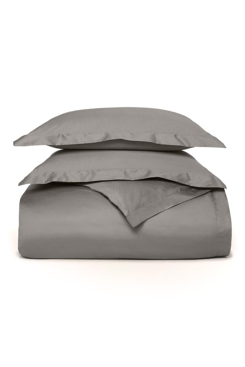 Signature Hemmed Duvet Set, Main, color, STONE