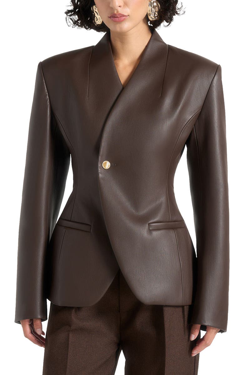Manière De Voir Ina Leather Cinched Waist Blazer, Alternate, color,