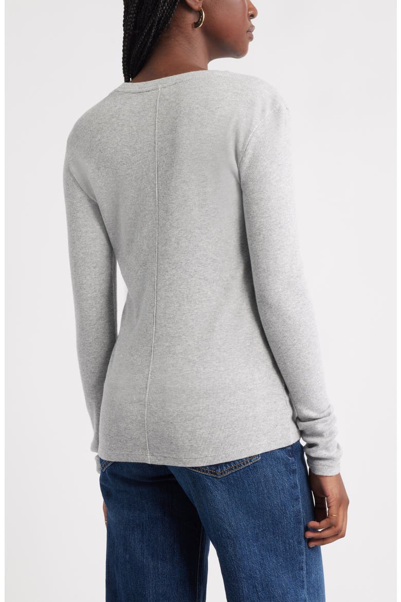 Long Sleeve Cotton Blend Rib T-Shirt, Alternate, color, GREY HEATHER