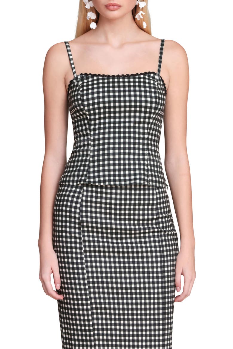 Peplum Camisole, Main, color, BLACK/ CREAM GINGHAM