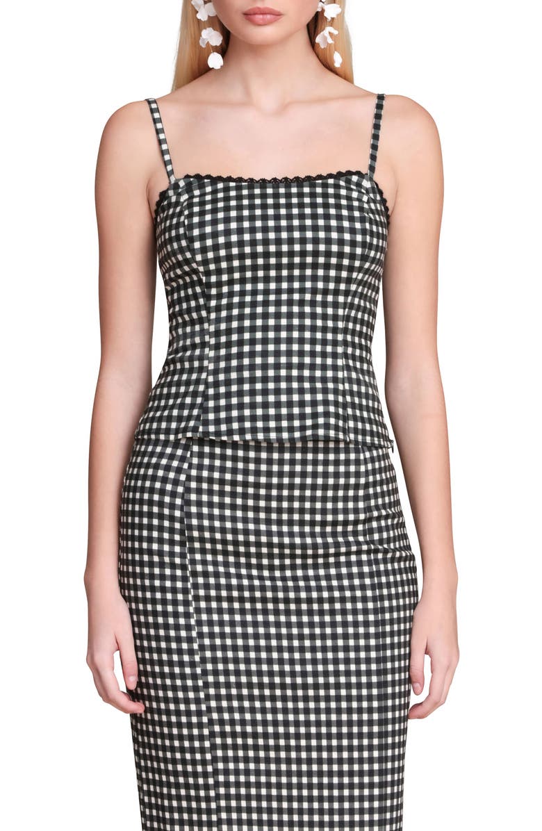 Avec Les Filles Peplum Camisole, Main, color, Black/ Cream Gingham
