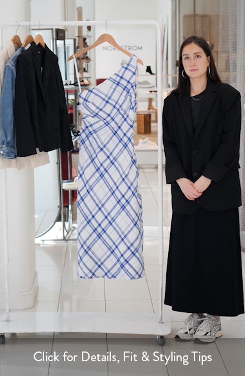 Ruched One-Shoulder Linen Midi Dress, sales video thumbnail