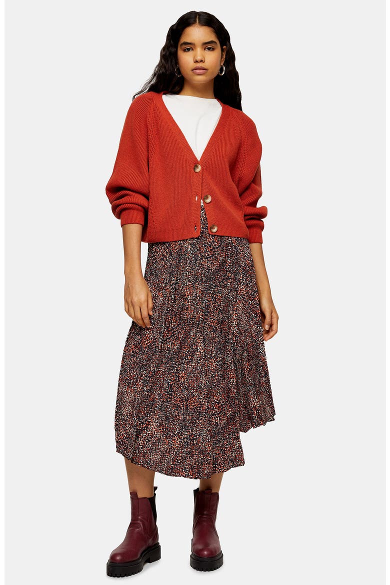 V-Neck Cropped Cardigan, Alternate, color, ORANGE