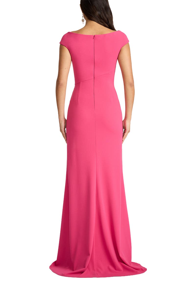 Ruched Cap Sleeve Gown, Alternate, color, CABARET