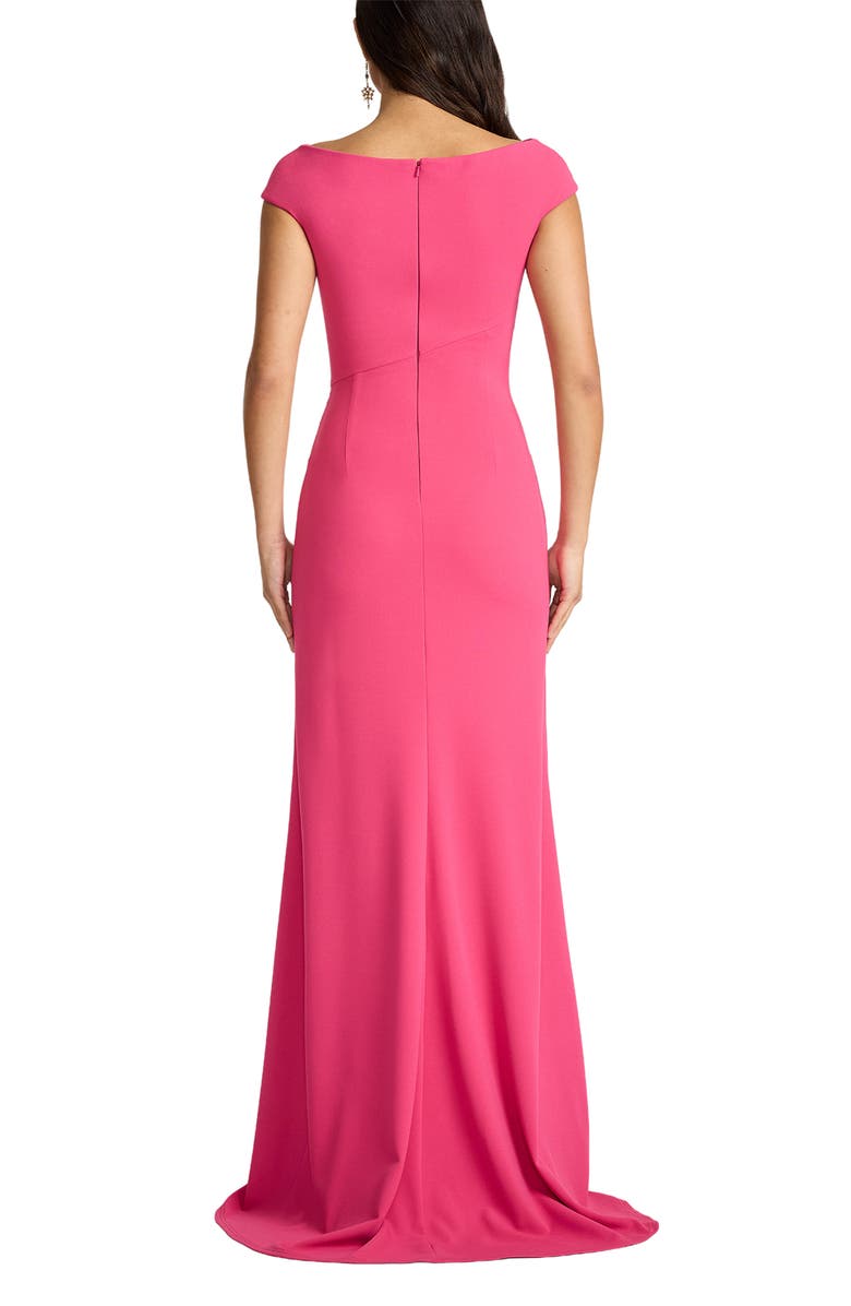 Tadashi Shoji Ruched Cap Sleeve Gown, Alternate, color, Cabaret