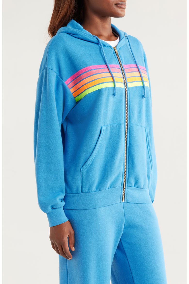 5-Stripe Zip Hoodie, Alternate, color, COBALT/ NEON