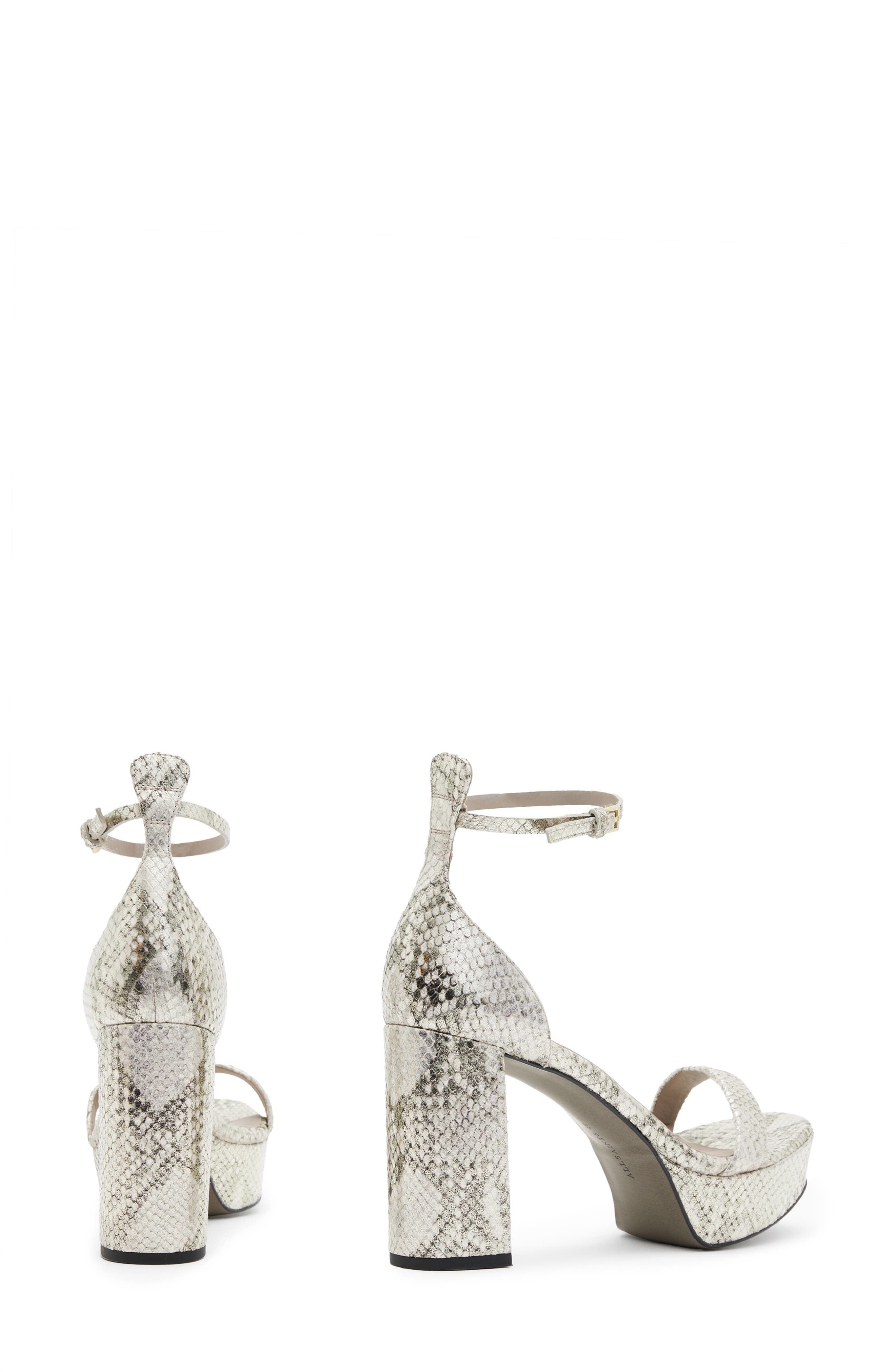 AllSaints Ziggy Snakeskin Embossed Platform Sandal, Alternate, color, Metallic Gold
