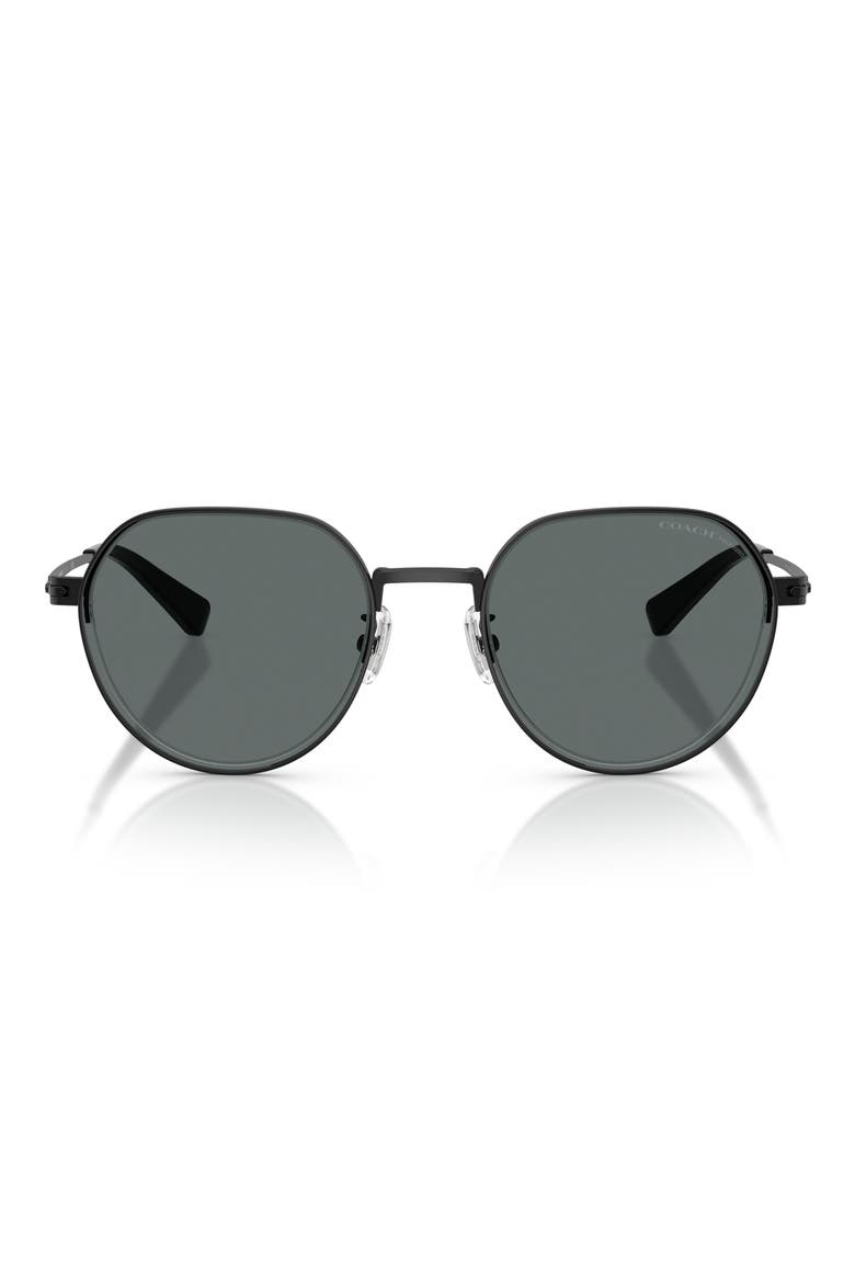 52mm Polarized Irregular Sunglasses, Main, color, SATIN BLACK / GREY SOLID POLAR