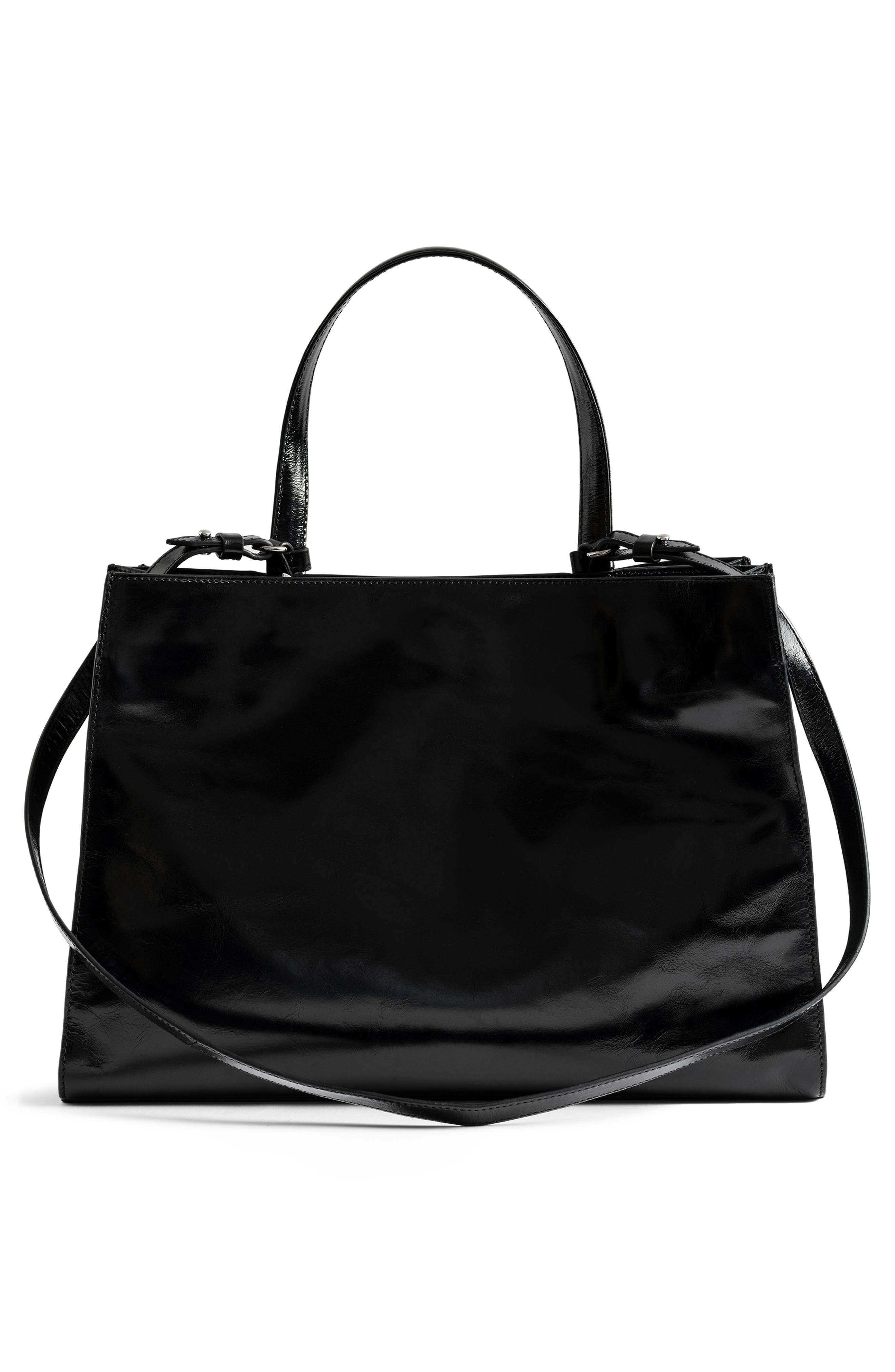 Zadig & Voltaire Jack Patent Leather Shoulder Bag, Alternate, color, Black