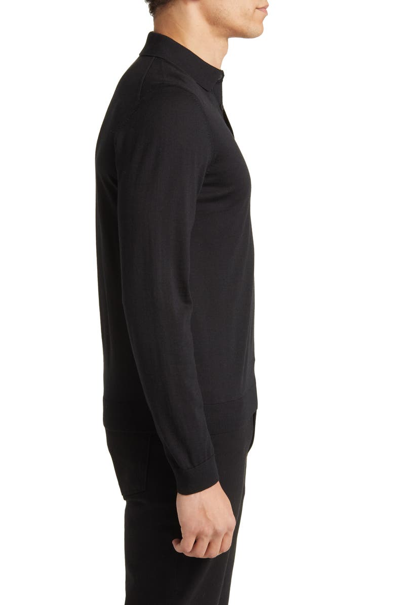 BOSS Lancione Wool Polo Sweater, Alternate, color, Black