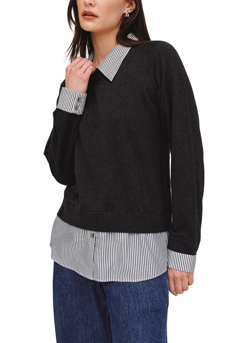 Mixed Layered Sweater, Alternate, color, VINTAGE BLACK
