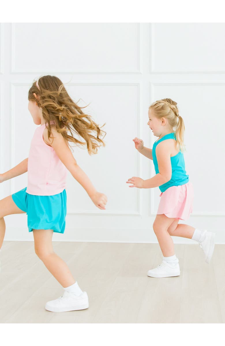 RuffleButts Girls Active Butterfly Shorts, Alternate, color, Bright Aqua