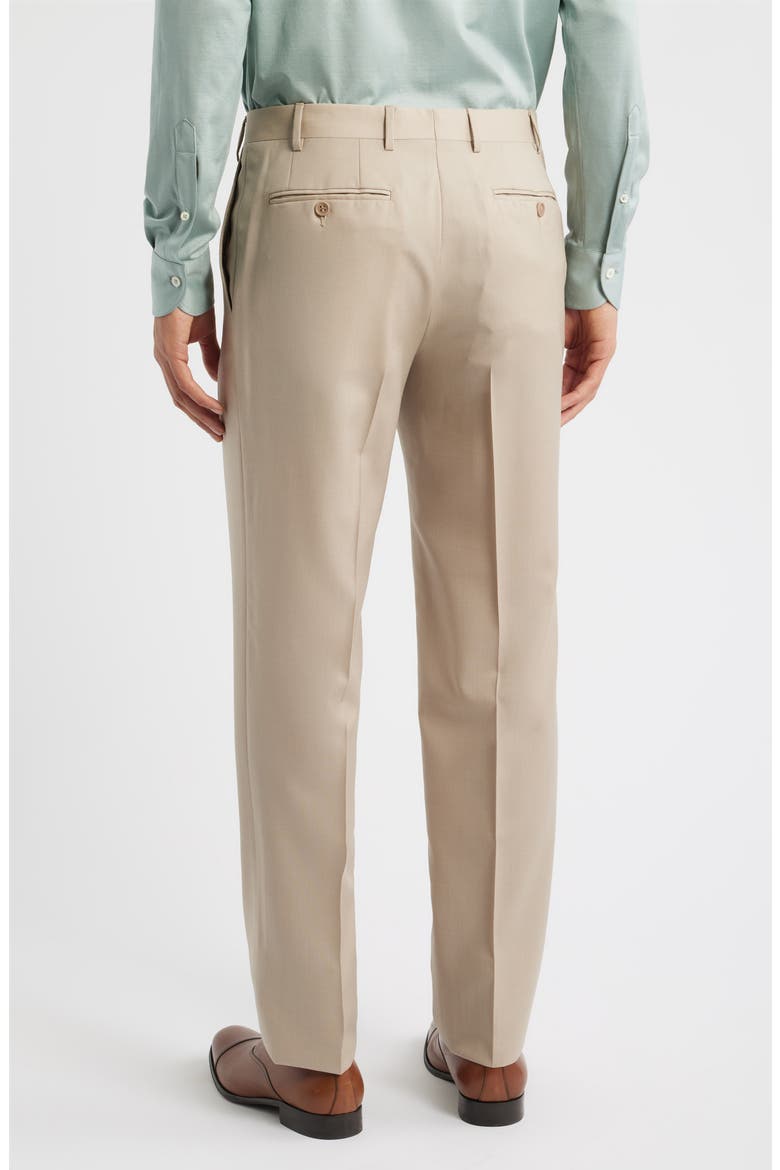 Siena Regular Fit Flat Front Wool Twill Dress Pants, Alternate, color, BEIGE