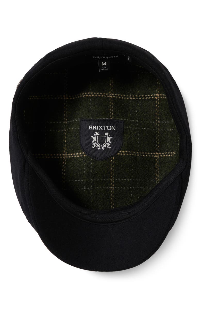 Brixton Brood Flannel Driving Cap, Alternate, color, Black/ Moss
