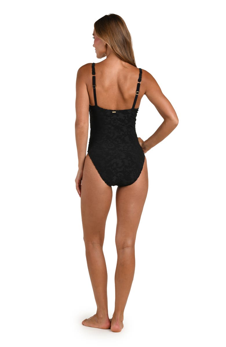L'AGENCE Remi Ornate Terry One-Piece Swimsuit, Alternate, color, Black