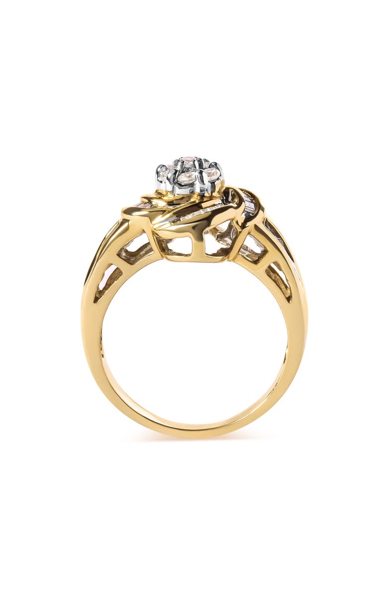 Haus of Brilliance 10K Yellow Gold 1/2 Cttw Diamond Flower Swirl Cocktail Ring, Alternate, color, Yellow